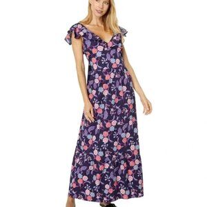 NWOT H by Halston Sleeveless Ruffled Strap Dress Batik Blossom Maxi Dress Size M